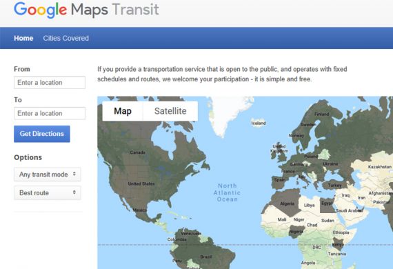 Google transits screen shot