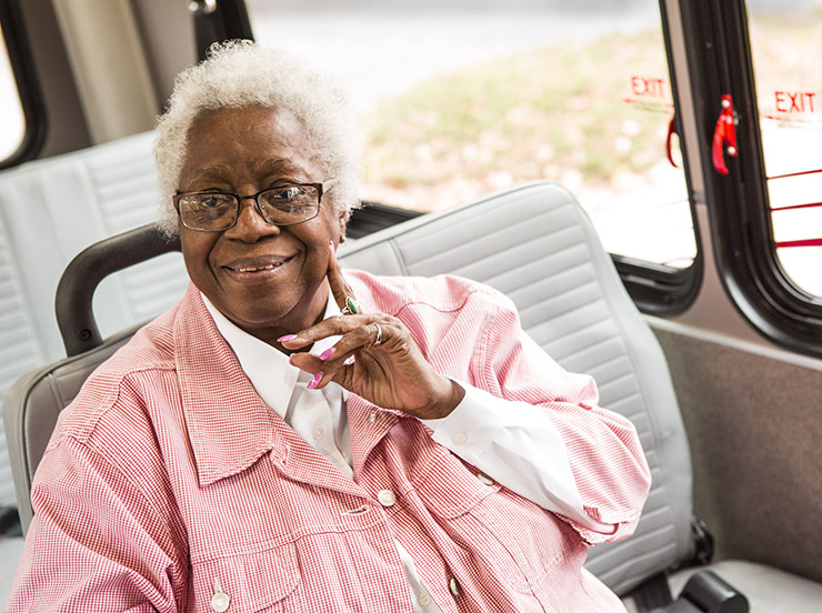 paratransit passenger on vehicle