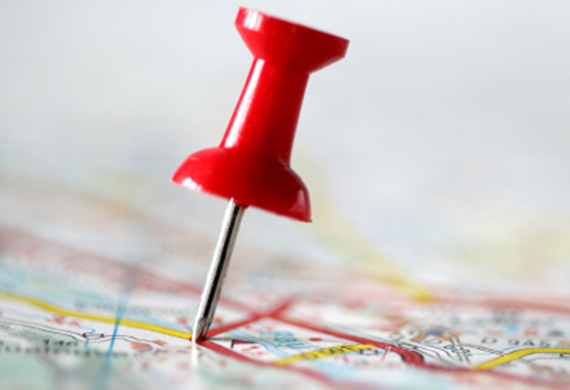 Pushpin on map