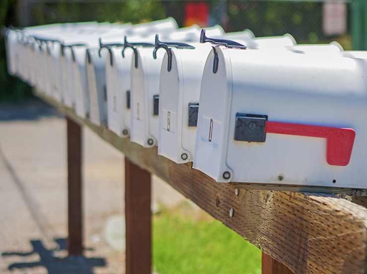 row of mailboxes