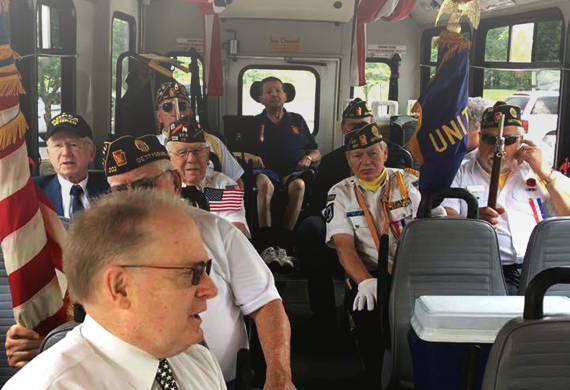 veterans on public transportation vehicle