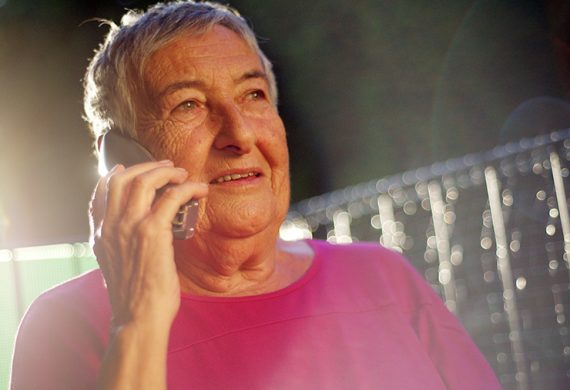 senior woman talking to mobile